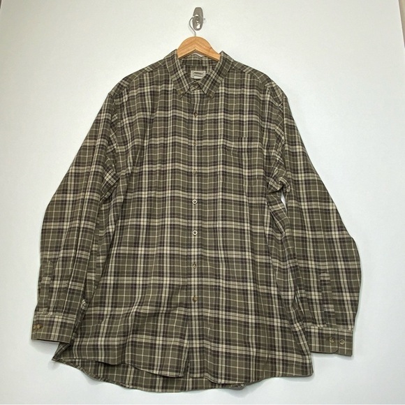 L.L Bean Men’s Flannel Long Sleeve  Button Down. Size XXL. Green. - Picture 1 of 6
